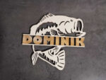 Individueller Angler Fisch aus Sperrholz mit personalisiertem Namen, perfektes Geschenk für Angler.