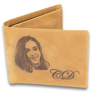 Personalisiertes Portemonnaie aus echtem Leder mit individueller Gravur, das perfekte Geschenk zum Vatertag.